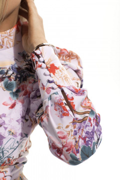 Платье нарядное из текстиля с сборками и рисунком на подкладке Golden Valley 4778 сиреневый - фото 4