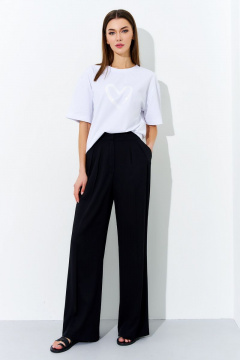 Черные широкие брюки из вискозы с складками и карманами DILIA 0706 черный - фото 2