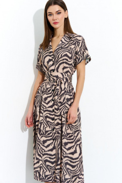 Платье полуприлегающего силуэта с складками и поясом DILIA 0709 мультидизайн - фото 2