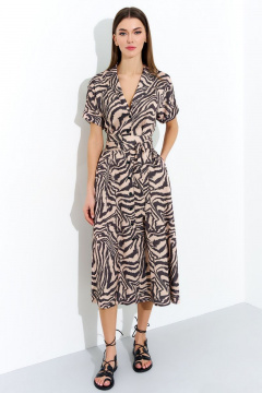 Платье полуприлегающего силуэта с складками и поясом DILIA 0709 мультидизайн - фото 1