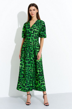Платье с V-образным вырезом, карманами и сборками DILIA 0717 мультидизайн - фото 1