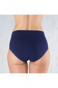Трусы с отделкой из неэластичного кружева из хлопка Verally 1084-1 темно-синий - фото 2