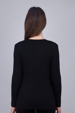 Джемпер женский из вискозы и трикотажа с круглым вырезом Verally 463М-1 черный - фото 2