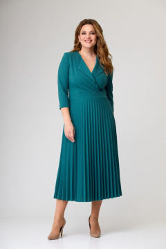 Круглогоднее деловое платье с асимметричной юбкой SandyNa 13637 морская_волна - фото 1