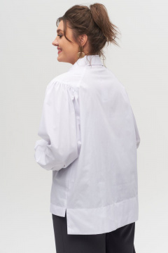 Блуза с объемными рукавами и асимметричной линией низа из текстиля Anelli 987.1 белый - фото 4