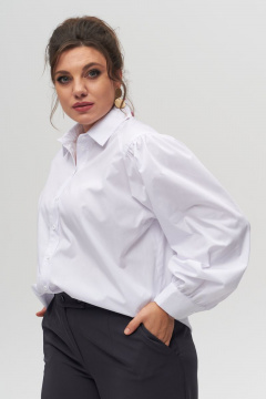 Блуза с объемными рукавами и асимметричной линией низа из текстиля Anelli 987.1 белый - фото 3