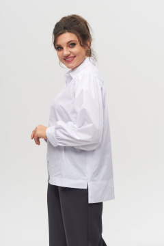 Блуза с объемными рукавами и асимметричной линией низа из текстиля Anelli 987.1 белый - фото 2