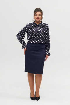 Блуза прямого кроя с бантом и кокеткой из вискозы Anelli 1323 синий - фото 4