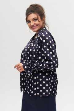 Блуза прямого кроя с бантом и кокеткой из вискозы Anelli 1323 синий - фото 2