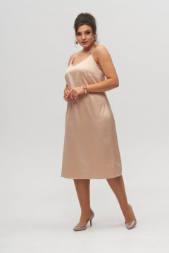 Платье-комбинация из текстиля с поясом и многослойным стилем Anelli 1327 золото - фото 1