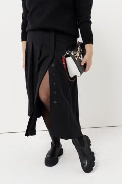 Черная А-силуэтная юбка с разрезом и пуговицами Ketty К-03150 черный - фото 2