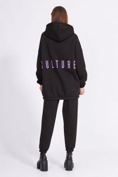 Демисезонный трикотажный джемпер с капюшоном и вышивкой EOLA 2277.1 черный - фото 2