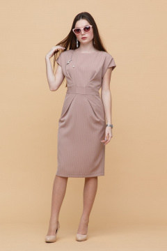 Платье летнее приталенное с складками, поясом, разрезом Domna 475(164) пудровый - фото 2