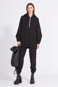 Брюки зауженные из трикотажа на эластичной тесьме EOLA 2386 черный - фото 3