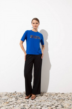 Джемпер прямого кроя с принтом из вискозы и трикотажа Femme & Devur 30721 1.42F(170) - фото 5