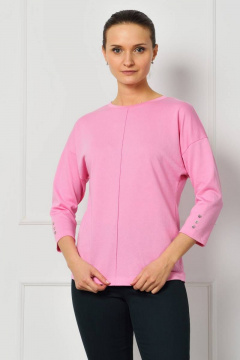Розовый джемпер с вырезом лодочка и защипом для образов Femme & Devur 30422 1.13F(170) - фото 1