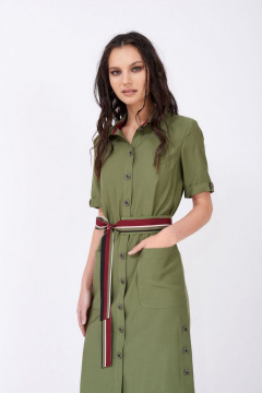 Платье-рубашка из текстиля с широким поясом, летнее Motif 1290 - фото 3