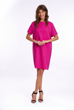 Платье с кольцами и фигурным вырезом на спине KaVaRi 1010.5 фуксия - фото 3