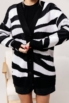 Демисезонный трикотажный кардиган с оригинальным принтом Romgil 813ПТЗ черный,белый - фото 4