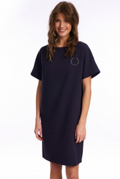 Платье с металлическими кольцами на левой стороне KaVaRi 1010.2 синий - фото 1