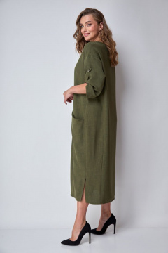 Демисезонное бохо-платье с драпировкой и разрезами Michel chic 2094/2 хаки - фото 4