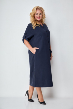 повседневное платье с асимметричным кроем и разрезами Michel chic 2094/2 темно-синий - фото 4
