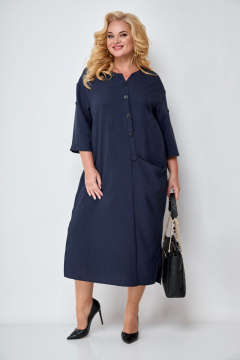 повседневное платье с асимметричным кроем и разрезами Michel chic 2094/2 темно-синий - фото 3