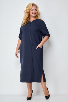 повседневное платье с асимметричным кроем и разрезами Michel chic 2094/2 темно-синий - фото 1