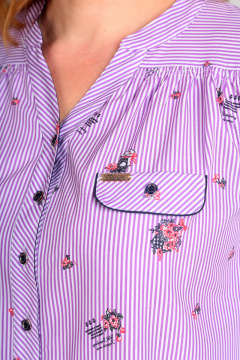 Свободная блуза из вискозы с патой и кокетками Таир-Гранд 62329 сирень-полоска - фото 3