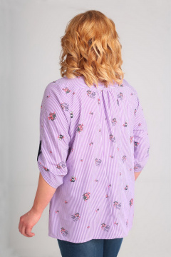 Свободная блуза из вискозы с патой и кокетками Таир-Гранд 62329 сирень-полоска - фото 5
