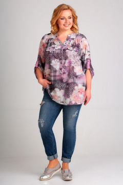 Свободная блуза из вискозы с патой и кокетками Таир-Гранд 62329 леопард - фото 4