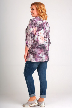 Свободная блуза из вискозы с патой и кокетками Таир-Гранд 62329 леопард - фото 5