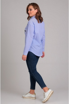 Свободная блуза с вышивкой, длиннее спинкой и коротким рукавом Таир-Гранд 62254 полоска - фото 2