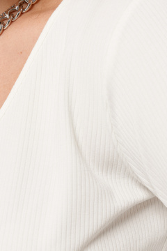 белый демисезонный джемпер из вискозы для повседневных образов Панда 117540w молочный - фото 2