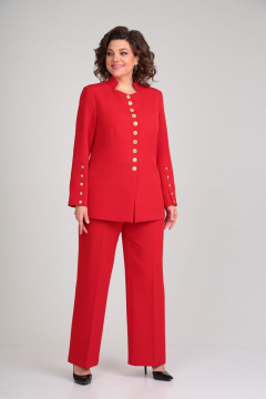 Деловой костюм 2-ка из тянущейся костюмной ткани Mubliz 003/1 красный - фото 4