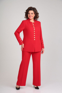 Деловой костюм 2-ка из тянущейся костюмной ткани Mubliz 003/1 красный - фото 3
