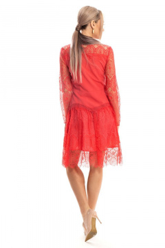 Платье нарядное из кружева и текстиля с воланом Golden Valley 4875 красный - фото 2