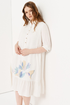 Платье с принтом-абстракция из хлопка для летних образов Панда 143080w белый - фото 1