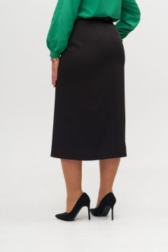 Классическая юбка миди с разрезом и застежкой спереди Anelli 1317 черный - фото 4