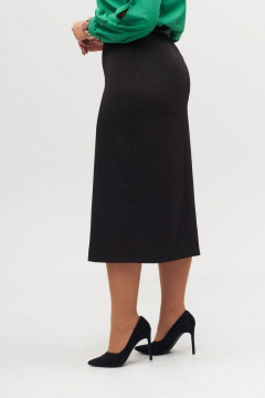 Классическая юбка миди с разрезом и застежкой спереди Anelli 1317 черный - фото 3