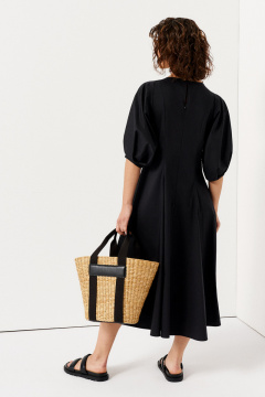 Длинное хлопковое платье с объемными рукавами и приталенным силуэтом Панда 139080w черный - фото 4