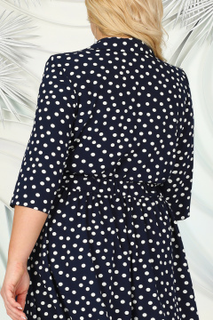 Демисезонное платье с складками и сложной отделкой Ninele 7397 синий - фото 4