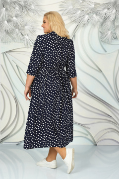 Демисезонное платье с складками и сложной отделкой Ninele 7397 синий - фото 2