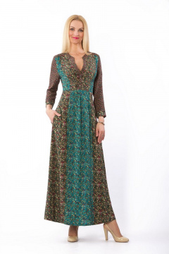 Платье Полинушка 360/1 бирюза_пэчворк - фото 1