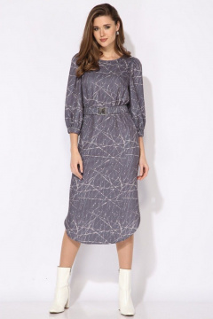 Платье демисезонное на каждый день с карманами и разрезами из текстиля Faufilure C1429 серый - фото 1