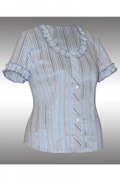 Блуза из хлопка с коротким рукавом для лета Таир-Гранд 6231 голубая_полоска - фото 1
