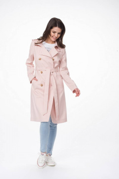 Демисезонный тренч с кокетками и съемным поясом Stilville 1617 персик - фото 2