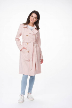 Демисезонный тренч с кокетками и съемным поясом Stilville 1617 персик - фото 3