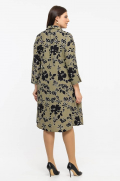 А-силуэтное платье из вискозы с рубашечной застежкой Avila 0916 оливковый - фото 3