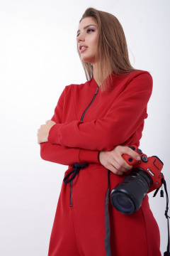 Красный комбинезон из трикотажа с зауженными штанами GO F6002/11-02.170-176 - фото 4